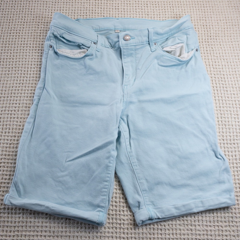 Levis Light Blue Denim Shorts Womens 31 Cuffed Mid Rise Stretch Jean Shorts